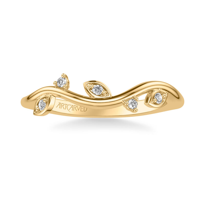 Natural Diamond 1/20ctw. Petal Accent Wedding Ring in 14k Yellow Gold image number null